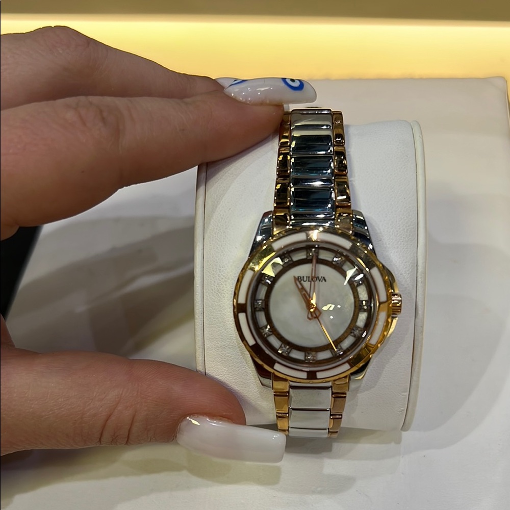 Bulova Gold and Silver Mother of Pearl Watch